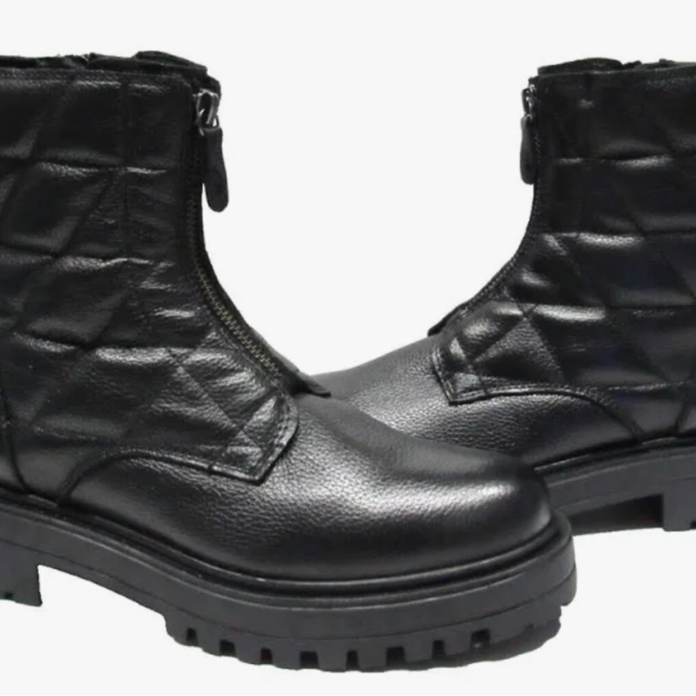 Alberto Torresi Black Quilted Leather combat boots